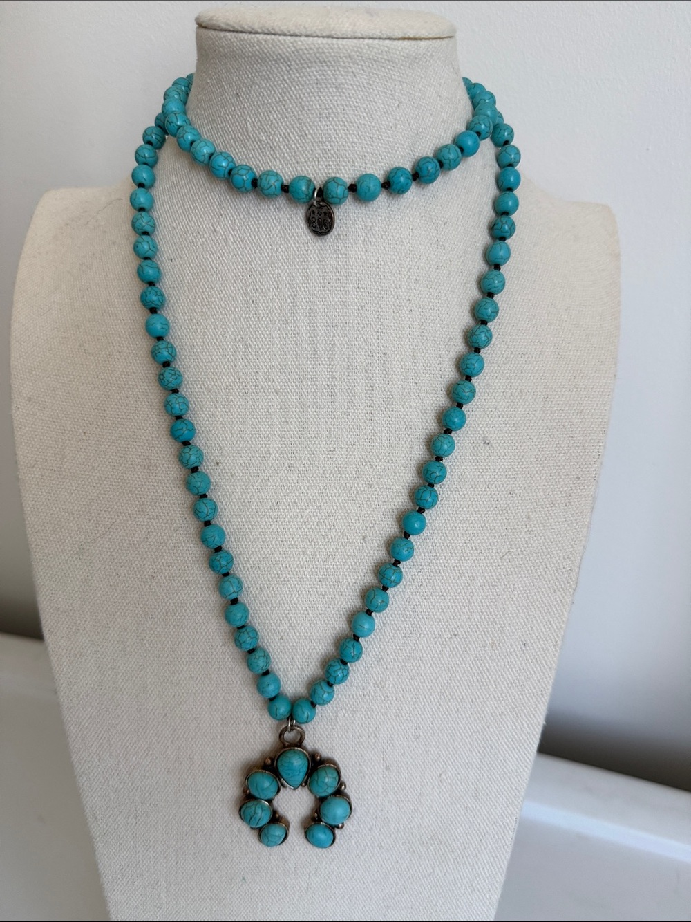 Accessories 806 By Pink Panache Long Faux Turquoise Naja Pendant Necklace.